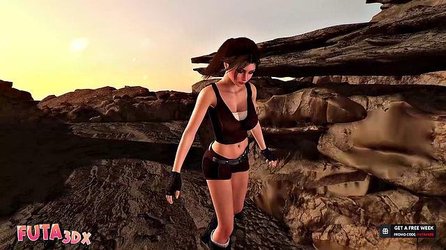 Futa3dX - LARA CROFT Stumbles Into Big Dicked Cave Troll's Threesome