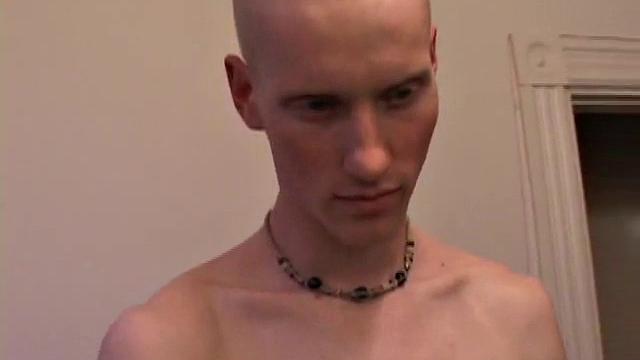 Bummed out by a broken skateboard, Kaos pulls out his lube and pops in a porn video. After stripping naked, he strokes his huge cock and spews a warm cum load onto his chest.