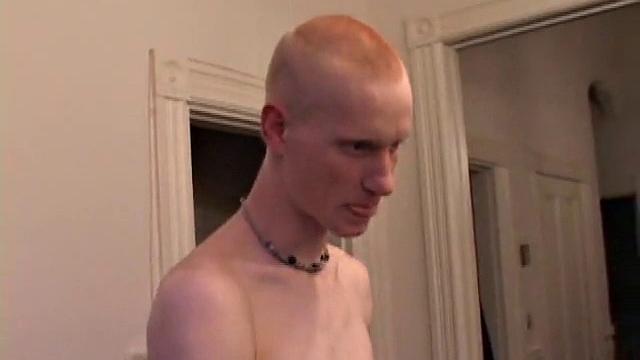 Bummed out by a broken skateboard, Kaos pulls out his lube and pops in a porn video. After stripping naked, he strokes his huge cock and spews a warm cum load onto his chest.