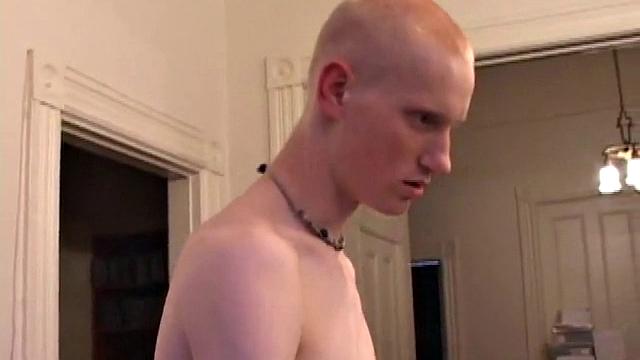 Bummed out by a broken skateboard, Kaos pulls out his lube and pops in a porn video. After stripping naked, he strokes his huge cock and spews a warm cum load onto his chest.