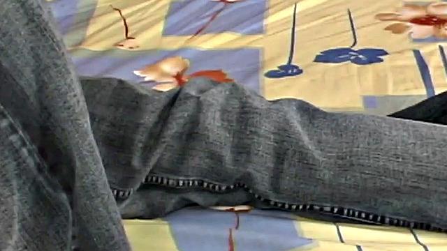 Skinny and smooth Latino jerks off on his bed, showing his bubble butt