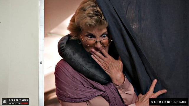 Sexy Trans Stewardess Spitroasted By Hunk & Big-Breasted Babe - GenderXFilms