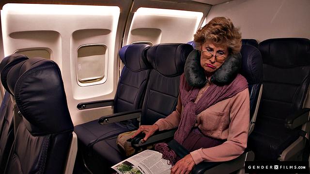 Sexy Trans Stewardess Spitroasted By Hunk & Big-Breasted Babe - GenderXFilms