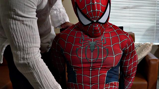 Black Spiderman mesmerized and fucked in oiled ass