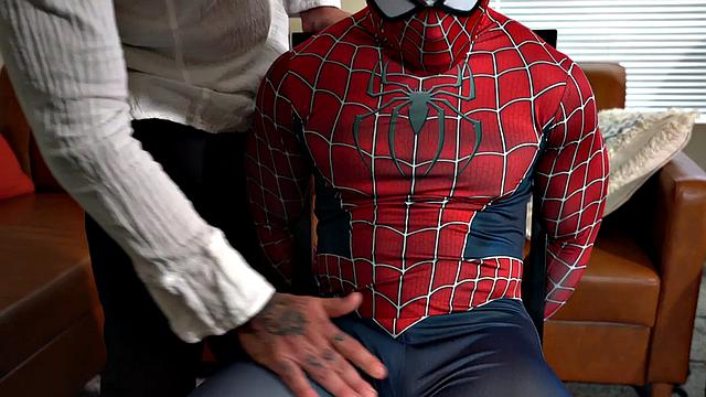 Black Spiderman mesmerized and fucked in oiled ass