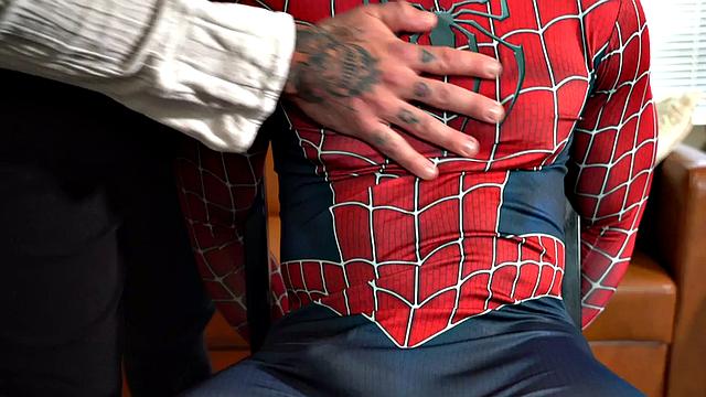 Black Spiderman mesmerized and fucked in oiled ass