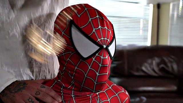 Black Spiderman mesmerized and fucked in oiled ass