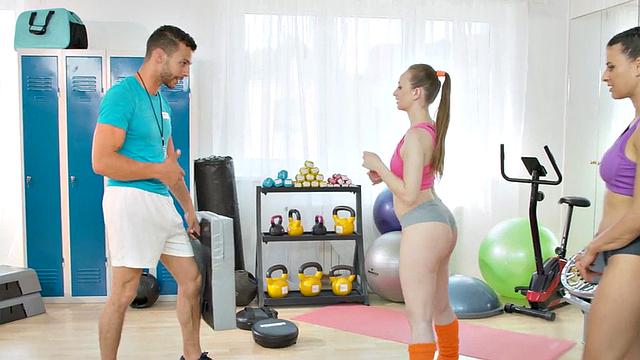 Watch these horny MILFs get their butts drilled by a big white dick in a wild 3some