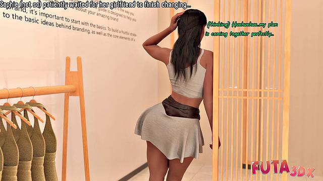 Futa3dX - Hot Brunette Can't Control Herself From Sucking On Her Gf's Big Dick