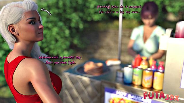 Futa3dX - Hot Brunette Can't Control Herself From Sucking On Her Gf's Big Dick