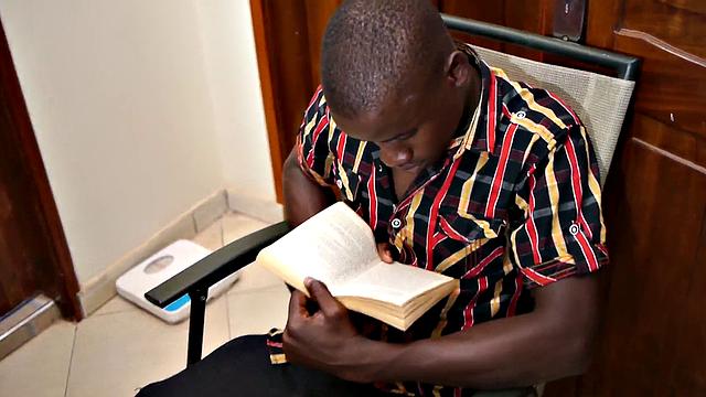 Petite twink from Africa jerks cock in solo action to cum