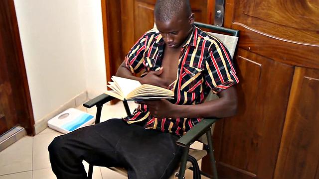 Petite twink from Africa jerks cock in solo action to cum