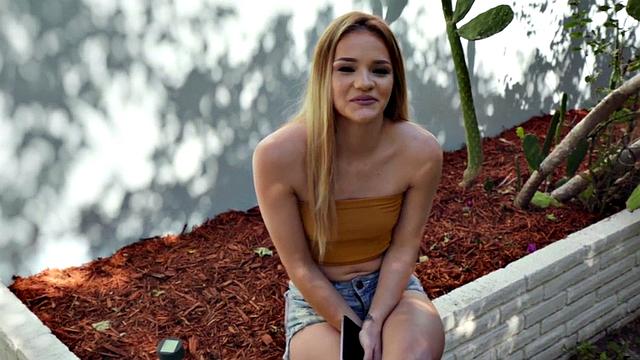 POV: Blonde cutie picked up for wild outdoor fuck & handjob in bald pussy