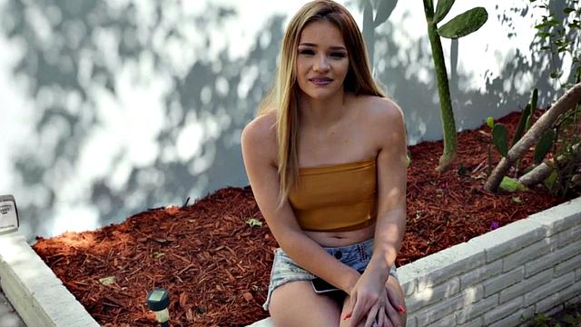 POV: Blonde cutie picked up for wild outdoor fuck & handjob in bald pussy