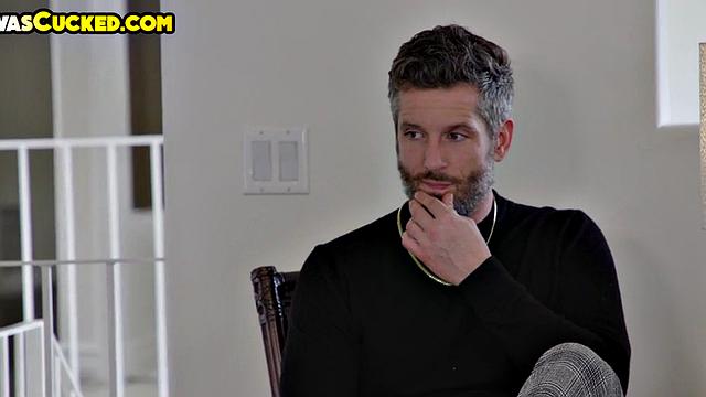 Cheating cougar wife banged by lover while hubby watches