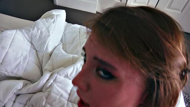 Check out this wild American teen with a pierced pussy getting pounded from behind in the living room