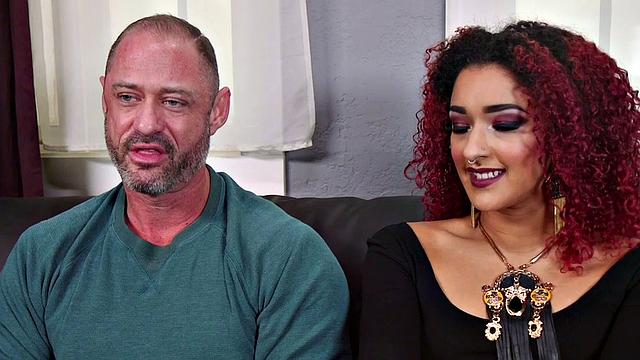 Femdom redhead babe rides strapon on footfetish sub