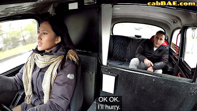 Asian hot babe drilled hard in car