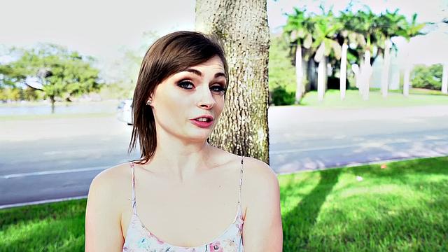 Haven Rae takes a wild ride up the stairs in a thong and shorts