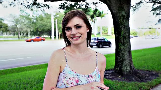 Haven Rae takes a wild ride up the stairs in a thong and shorts