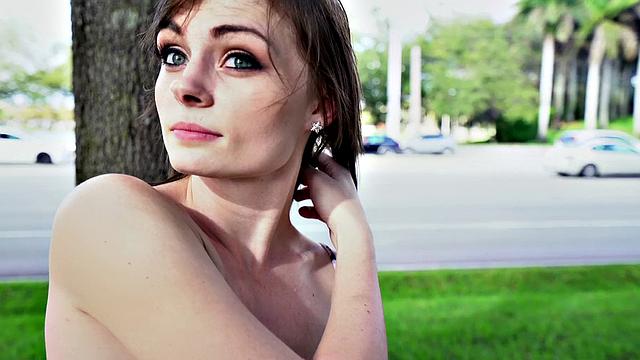 Haven Rae takes a wild ride up the stairs in a thong and shorts