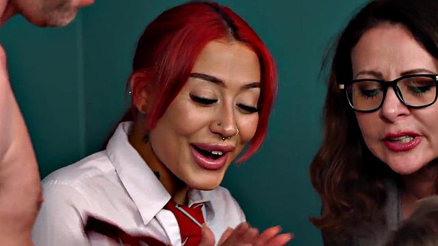 CFNM collegegirls suck cock in group in front voyeur teacher