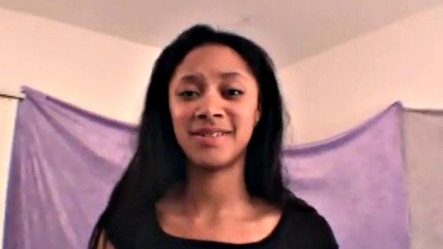 Busty ebony teen touched up on camera