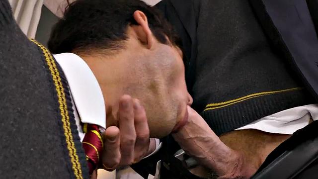 College stud in uniform barebacked in ass for Xmas cum