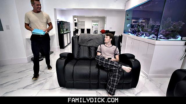 Beefy stepdad Matthew and Julian get horny flipping through their scrapbook and fuck hard on the couch