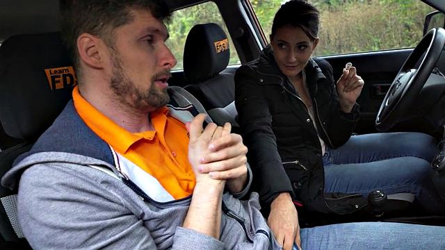 Real student banged in car after sucking cock