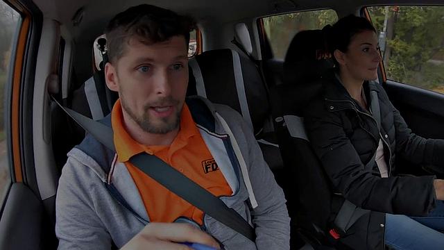 Real student banged in car after sucking cock