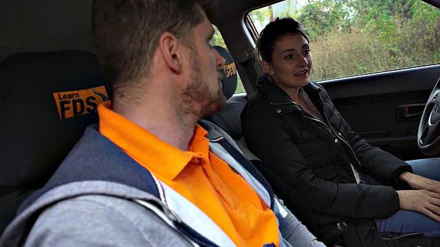 Real student banged in car after sucking cock