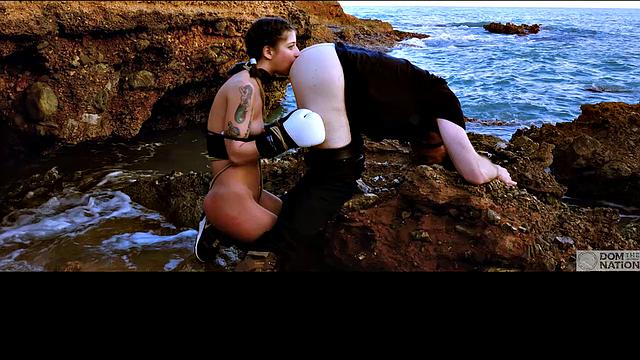 Gagging on cock and eating ass during submissive training