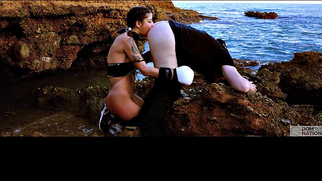 Gagging on cock and eating ass during submissive training