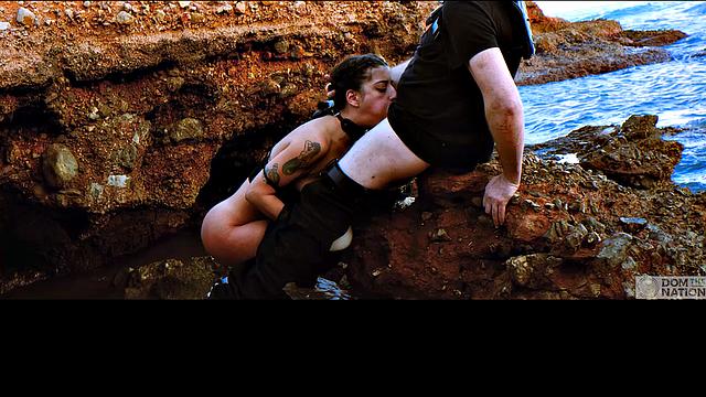 Gagging on cock and eating ass during submissive training