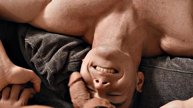 Muscled eager jock bareback fucked by cock at home