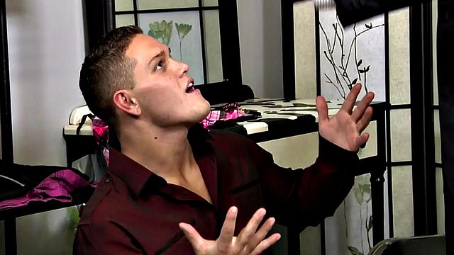 Handsome stud gets fucked backstage by big cock gay