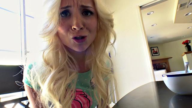 Blonde slut Gags on a Dick while being hand-carved and deepthroating it