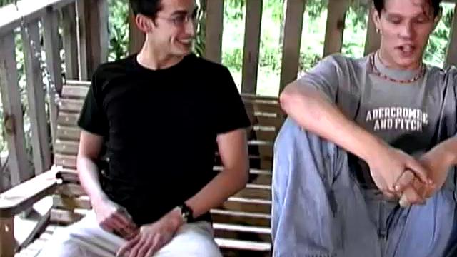 In this hot dual jerk off scene, Chris Cortez and Brayden Knight challenge each other to a jack off contest. The one who cums first is the winner. Seated side-by-side on a swinging love seat, the two whip out their dicks and go to work.