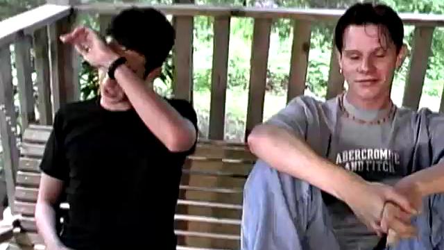 In this hot dual jerk off scene, Chris Cortez and Brayden Knight challenge each other to a jack off contest. The one who cums first is the winner. Seated side-by-side on a swinging love seat, the two whip out their dicks and go to work.