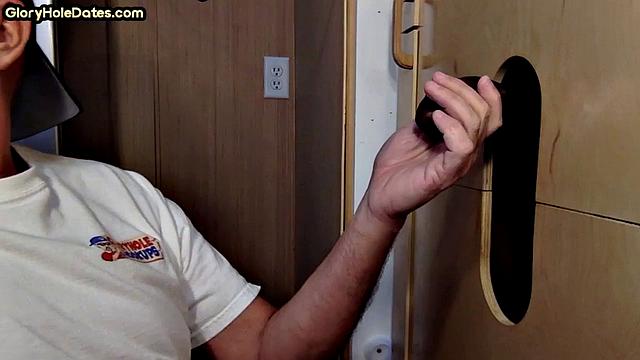 Real gaydaddy sucks black gloryhole dick in video