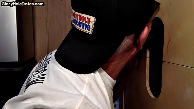 Real gaydaddy sucks black gloryhole dick in video