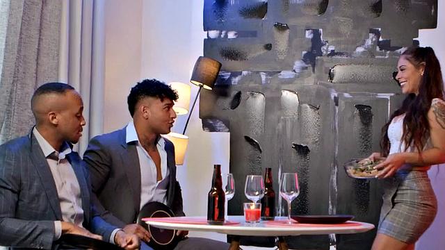 Latin bisexual MILF deepthroats and gets fucked in 3some