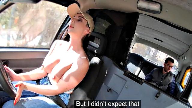 Cockhungry bigtitted taxi girl got smashed in car by client