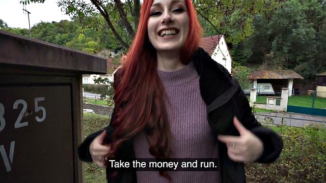 Euro redhead babe fucked 4 cash by POV sex agent