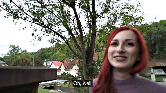 Euro redhead babe fucked 4 cash by POV sex agent