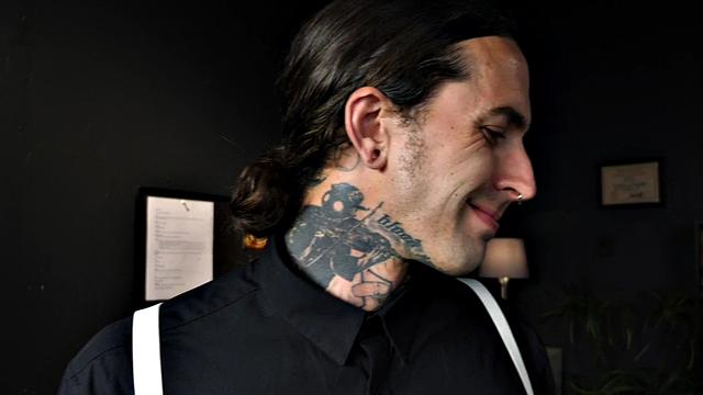 Inked sissy barebacking in couple during erotic session