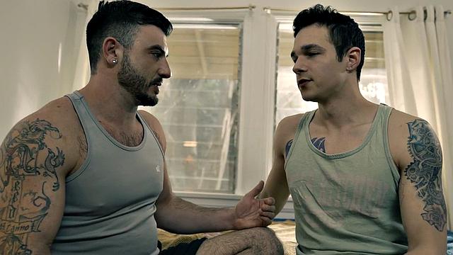 Weird stud barebacked by stepbrothers till cumshot