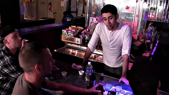 Eddie Acosta wants to close up for the night, but some of his customers don't want to leave. In fact, they've conspired to seduce Eddie and get him to suck their dicks.
