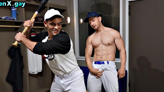 Chiseled coach gets his cock ridden by athlete